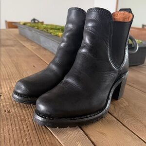 Frye Black Leather Ankle Booties